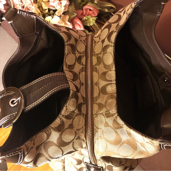 Coach F17403 Signature khaki brown shoulder bag - Picture 5 of 11